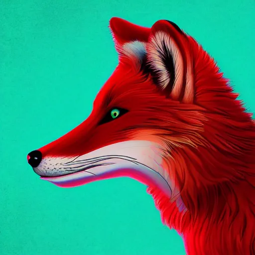 Prompt: red, digital fox, retrowave palette, digital world, highly detailed, electric breeze, anatomically correct vulpine, synth feel, fluffy face, ear floof, flowing fur, super realism, accurate animal imagery, 4 k digital art