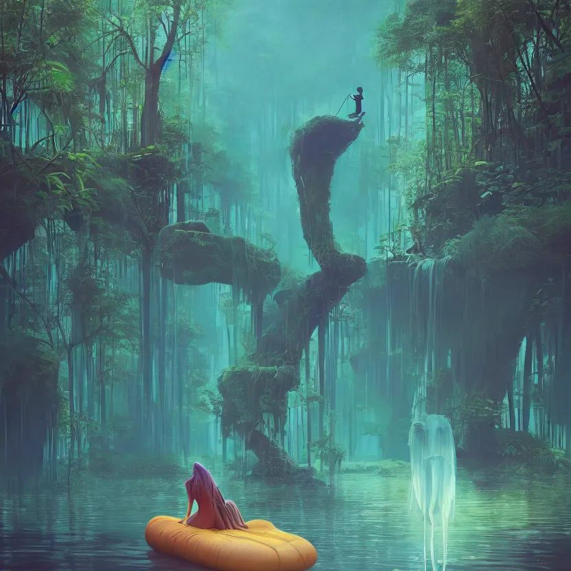 Image similar to tranquil queen submerging wisdom in the ecosystem acrylic painting by Beeple and CGSociety