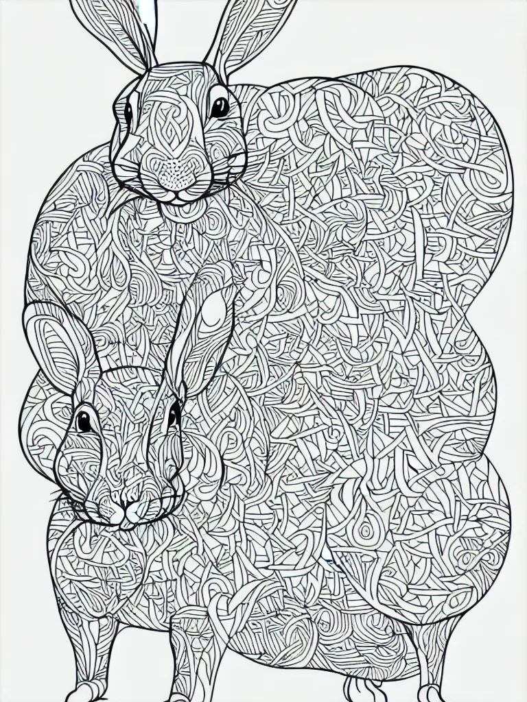 Image similar to beautiful rabbit, ornamental, fractal, line art, vector, outline, simplified, colouring page