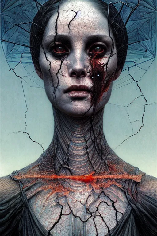 Prompt: gorgeous cracked lilith the mother of all monsters, destroyer! of worlds, void! eyes, raining ash & smoke, fine art masterpiece, highly detailed dino valls wayne barlowe machiej kuciara, dramatic lighting, long shot, wide angle, uhd 8 k, sharp focus