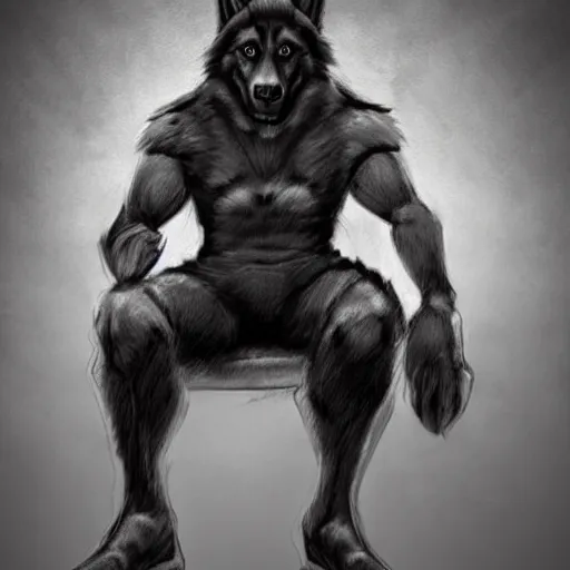 Image similar to a humanoid german shepherd beast - man, sitting on a couch and puts on socks, artstation, concept art, smooth, sharp focus illustration, trending on artstation