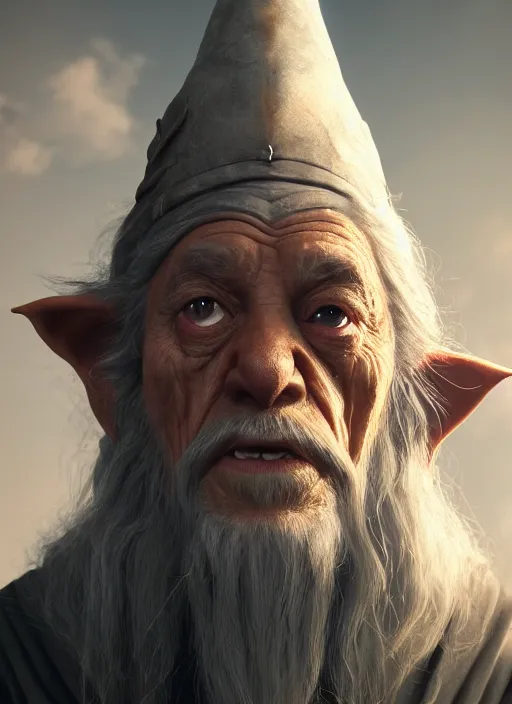 Image similar to portrait of a goblin as gandalf, trending in artstation, cinematic lighting, studio quality, smooth render, unreal engine 5 rendered, octane rendered, art style by klimt and nixeu and ian sprigger and wlop and krenz cushart.