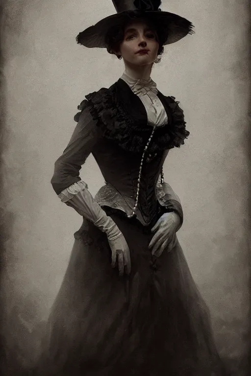 Image similar to wet plate photograph, portrait of an anthropomorphic ca, dressed as a victorian - era woman, dramatic lighting, highly detailed, digital painting, artstation, concept art, smooth, sharp focus, illustration, art by wlop, mars ravelo and greg rutkowski