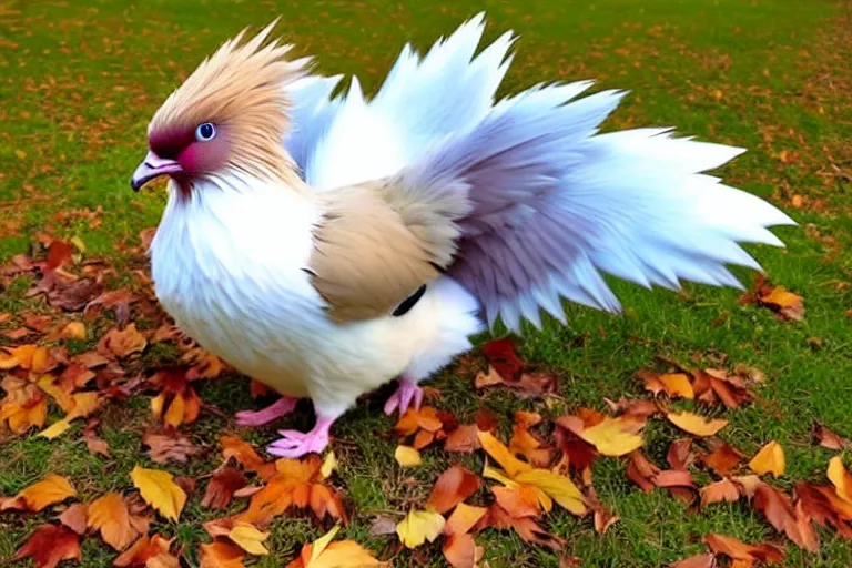 Prompt: real life pidgey pokemon, cute!!!, adorable!!!, playful!!!, happy!!!, cheeky!!!, mischievous!!!, ultra realistic!!!, autumn, clear weather, golden hour, sharp focus