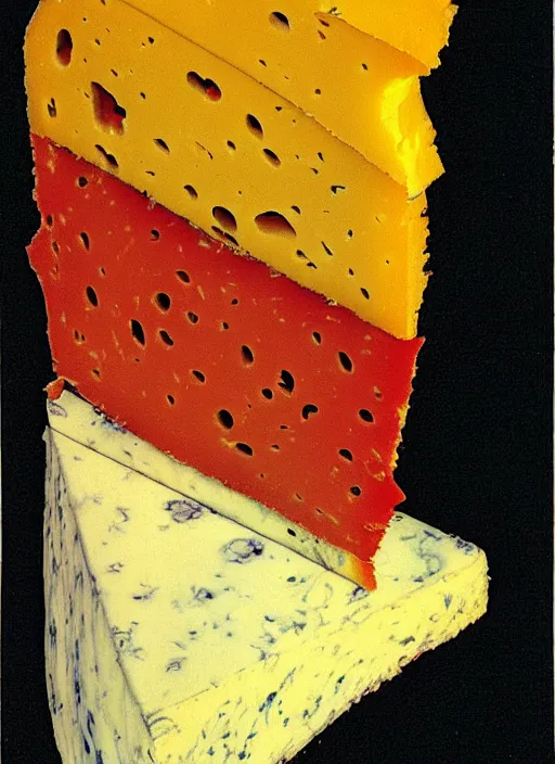 Prompt: rainbow piece of cheese, egon schiele