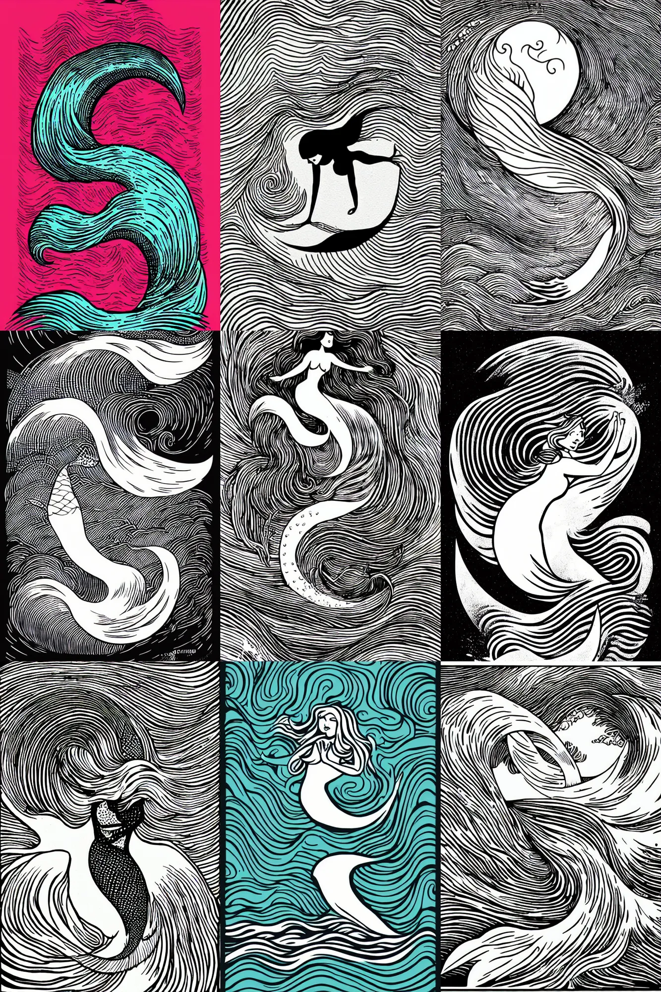 Prompt: wave in the shape of a mermaid by MCBESS