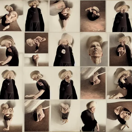 Prompt: photos of an anxious 5 5 year old woman hypochondriac, surrealism, in the style of annie leibovitz - h 6 4 0