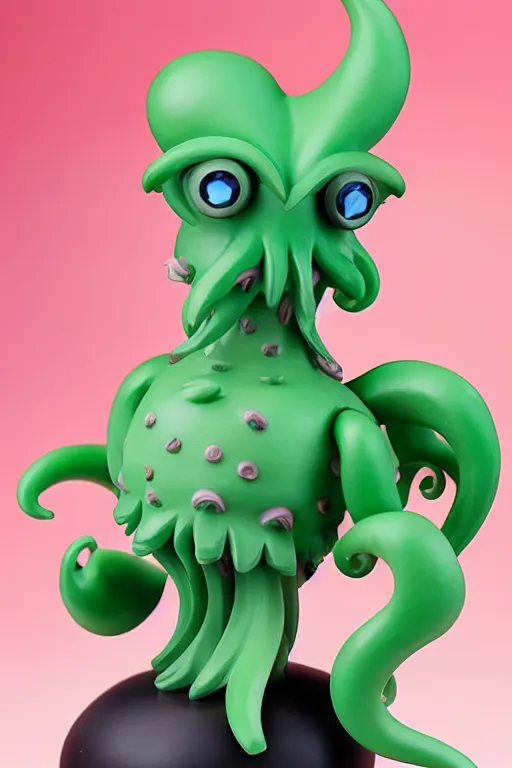 Prompt: figurine of cthulu wearing an elegant summer blouse, personification, official store photo, commercial photo, featured on amiami, lovecraftian, 8 k, 8 5 mm, beautiful composition