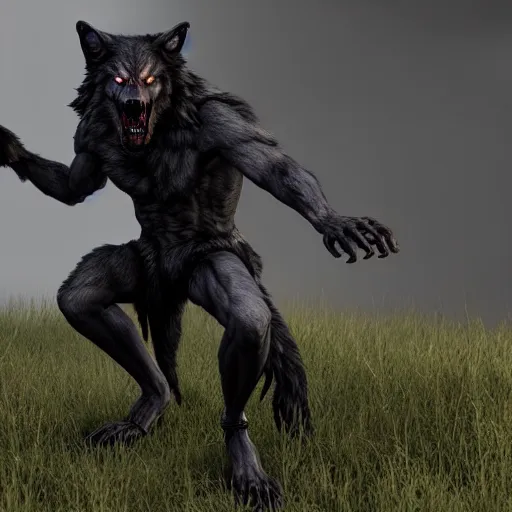 Image similar to werewolf from van helsing unreal engine hyperreallistic render glow 8k