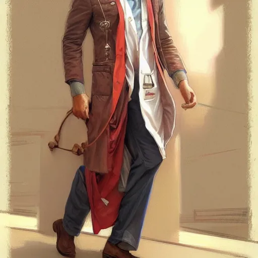 Image similar to Anxious good looking pale young Indian doctors wearing American clothes at the airport, portrait, elegant, intricate, digital painting, artstation, concept art, smooth, sharp focus, illustration, art by artgerm and greg rutkowski and alphonse mucha