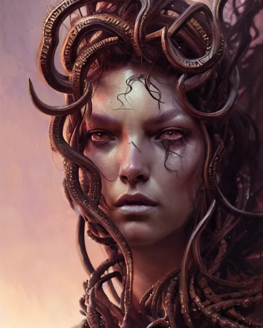 Image similar to fierce medusa, fantasy character portrait, ultra realistic, concept art, intricate details, highly detailed by greg rutkowski, gaston bussiere, craig mullins, simon bisley