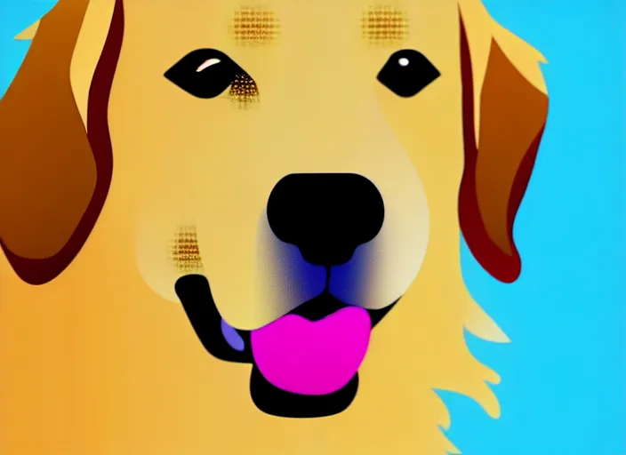 Image similar to golden retriever, white background, cartoon, high detail, no cut off