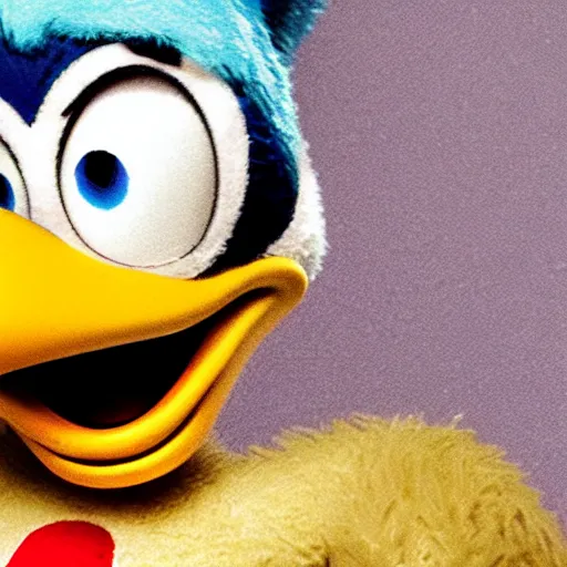 Image similar to Studio photo of Donald Duck as a living being, hyper-realistic close-up professional shot