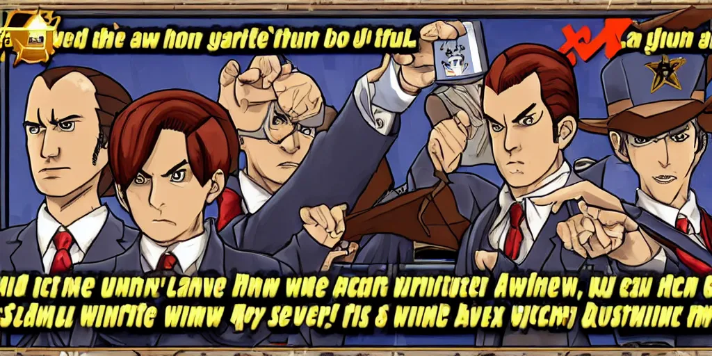 Image similar to saul goodman, phoenix wright ace attorney screenshot, nintendo ds, hq sprite