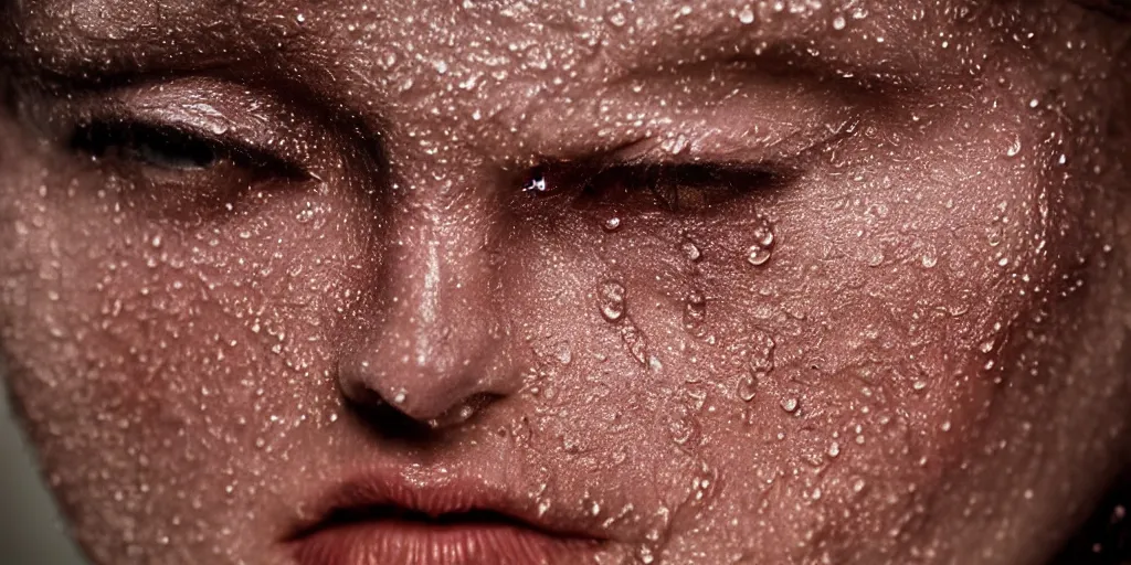 Image similar to sweaty wet skin, macro, highly detailed, dramatic lighting