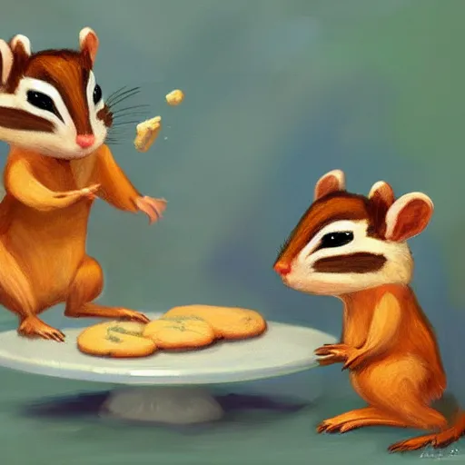 Image similar to ! dream chipmunks in a kitchen baking cookies, vintage kitchen, monet, painting, impressionism, chipmunk animal, baking cookies, colorful, accurate, artstation award, concept art