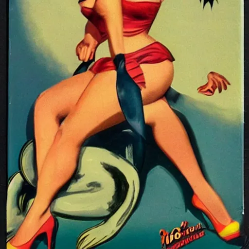 Prompt: monstrous pin up, award winning, 1 9 5 0 s
