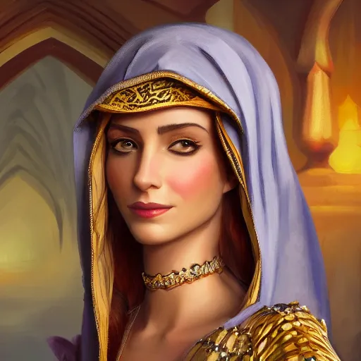 Prompt: a portrait of an arabian princess in a disney movie, oil painting, pale colors, high detail, 8 k, wide angle, trending on artstation,