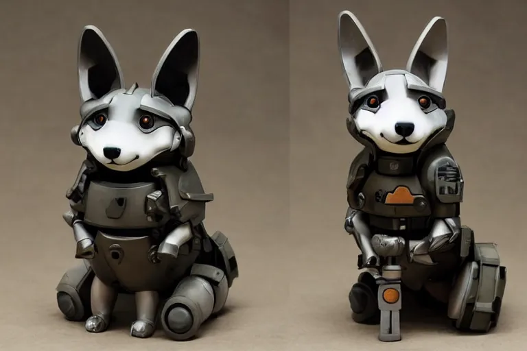 Image similar to heavily armoured mechanical corgi by studio ghibli