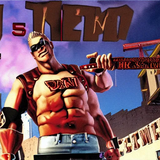 Image similar to Duke Nukem teaching kids to spell on Seseme Street