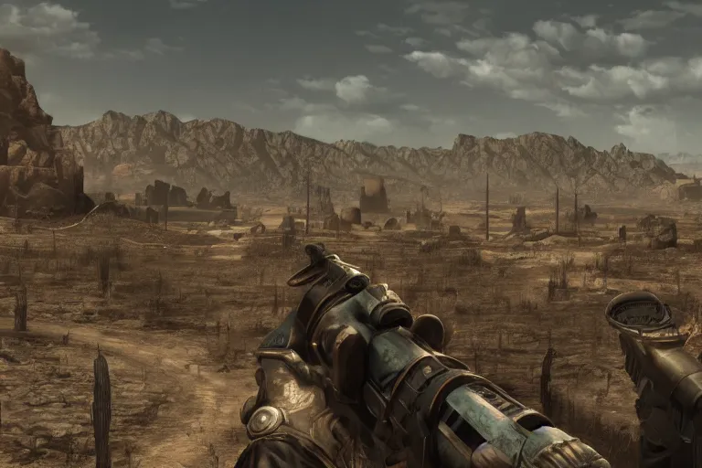 Image similar to beautiful matte masterpiece inspired by fallout : new vegas game, artstation,