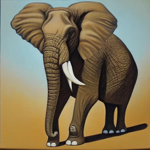 Prompt: painting of elephant in the style of Maria Prymachenko