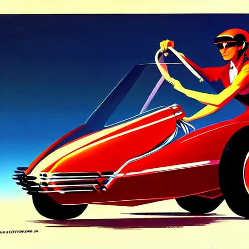 Image similar to concept art of a car with a sidecar, painted by syd mead, high quality