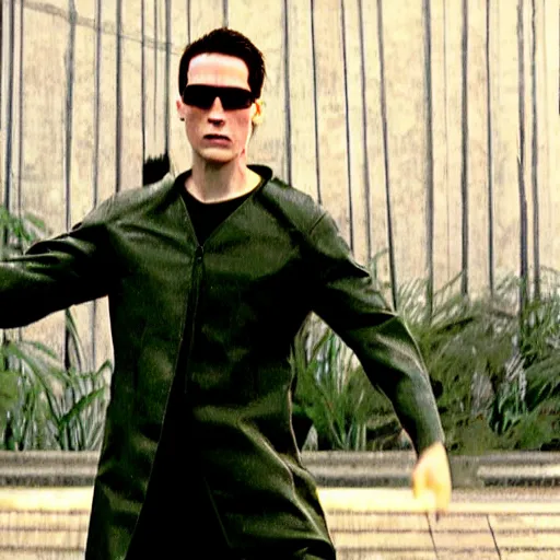 Image similar to Live Action Still of Jerma in The Matrix, real life, hyperrealistic, ultra realistic, realistic, highly detailed, epic, HD quality, 8k resolution, body and headshot, film still