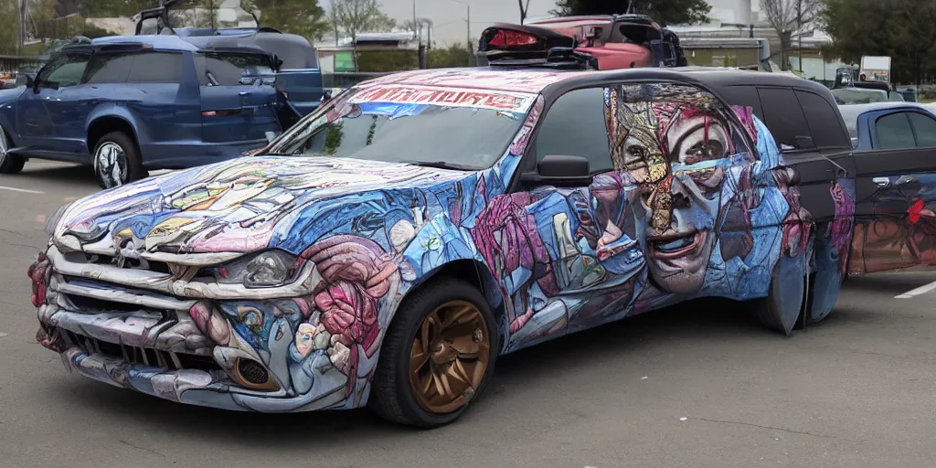 Image similar to muscular, bernie sanders, anime car wrap