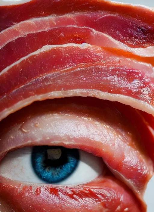 Image similar to portrait of a stunningly beautiful eye, 🥓