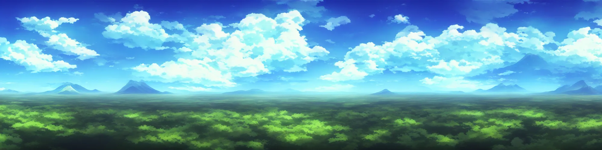 Image similar to panorama view of the sky. matte painting, anime, studio ghibli. professional digital painting, artstation, concept art, smooth, beautiful, cinematic. no mountains and trees.