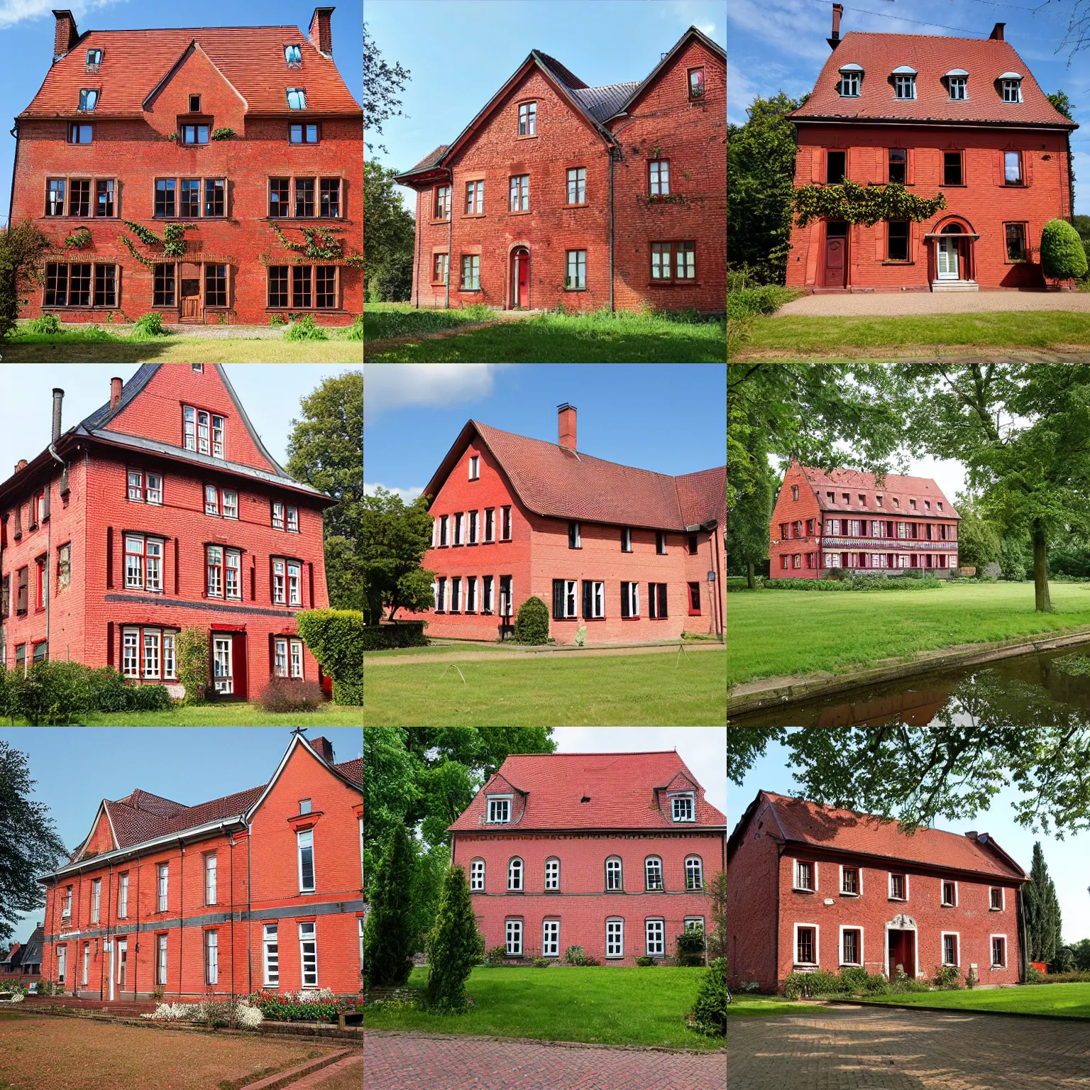 Prompt: 1 8 8 0 s big german farmhouse, red bricks, hannover, lower saxony