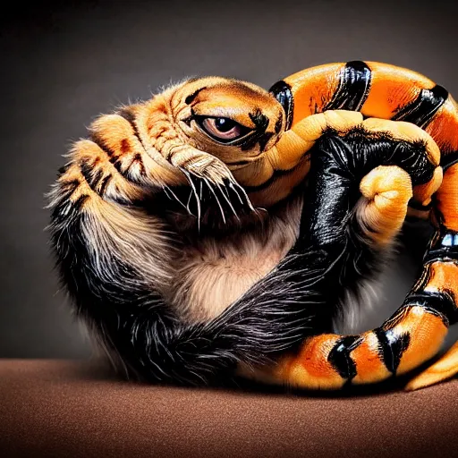 Image similar to a scorpion - cat - hybrid, animal photography