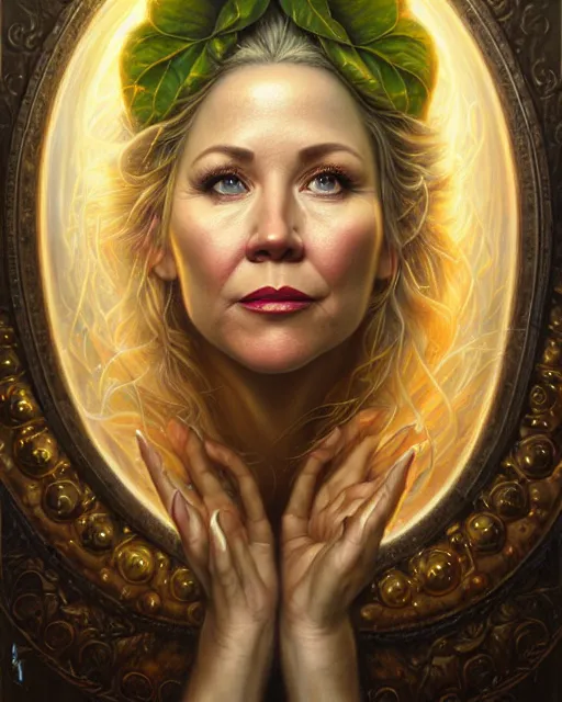 Image similar to detailed portrait of christina applegate apple!! gate! by tomasz alen kopera and peter mohrbacher and johanna martine! and margaret keane! coherent luminescent