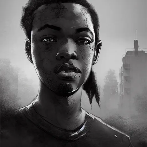 Image similar to lee everett walking dead game telltale, gigachad black and white trending on artstation, painted by greg rutkowski