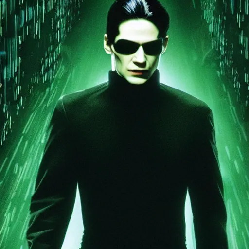 Image similar to Neo finally escaping from the Matrix, very detailed, high-quality, cinematic 4k