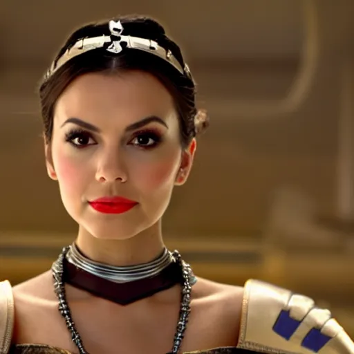 Image similar to victoria justice as princess padme in star wars episode 3, 8 k resolution, cinematic lighting, anatomically correct