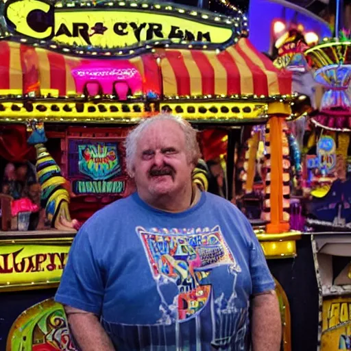 Image similar to a sneering carny watching over the most rigged carnival game ever made