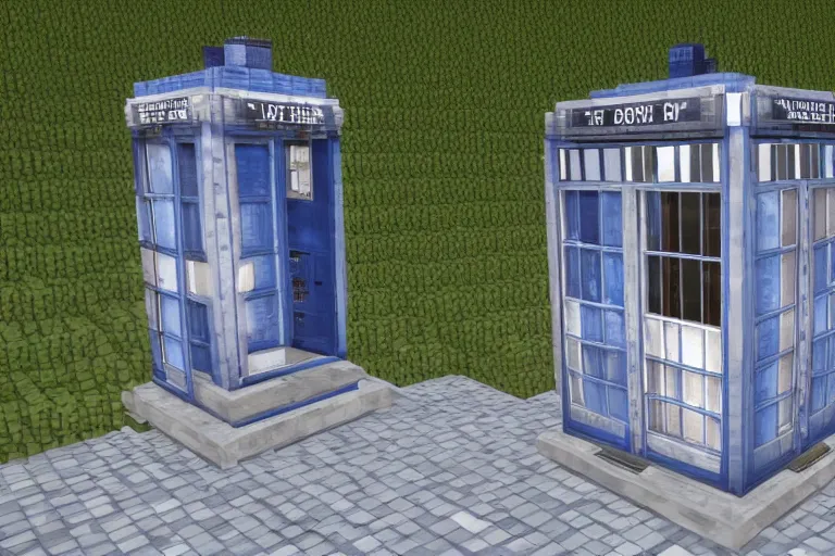 Prompt: tardis in minecraft