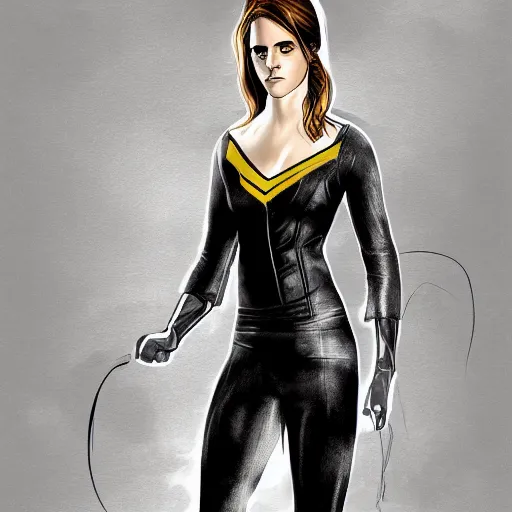 Prompt: Emma Watson as Black Canary, digital painting, highly detailed, full body