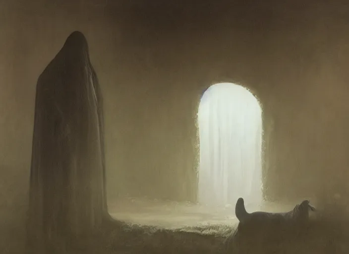 Image similar to portrait painting of nazgul, atmospheric lighting, natural lighting, nazgul from lord of the rings, sandman endless, by zdzisław beksinski and alan lee