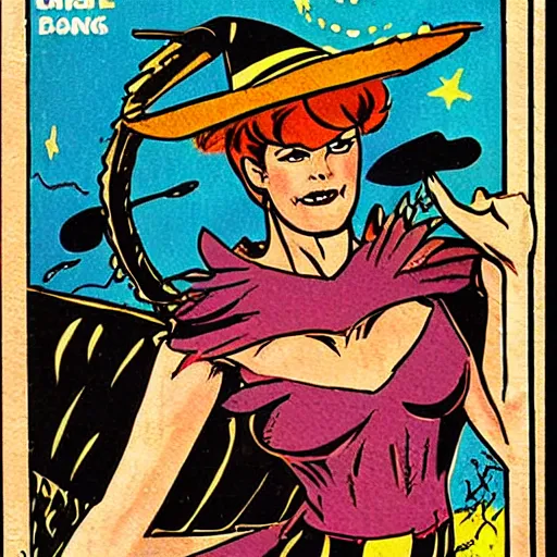 Image similar to a 1 9 8 0 s comic book painting of a witch