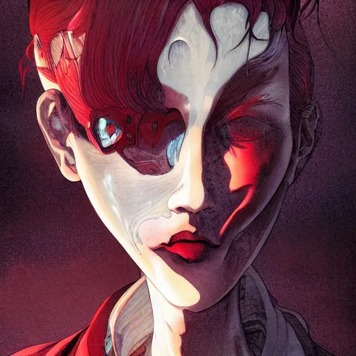 Prompt: prompt : vampire character portrait soft light painted by james jean and katsuhiro otomo and erik jones, inspired by evangeleon anime, smooth face feature, intricate oil painting, high detail illustration, sharp high detail, manga and anime 1 9 9 9