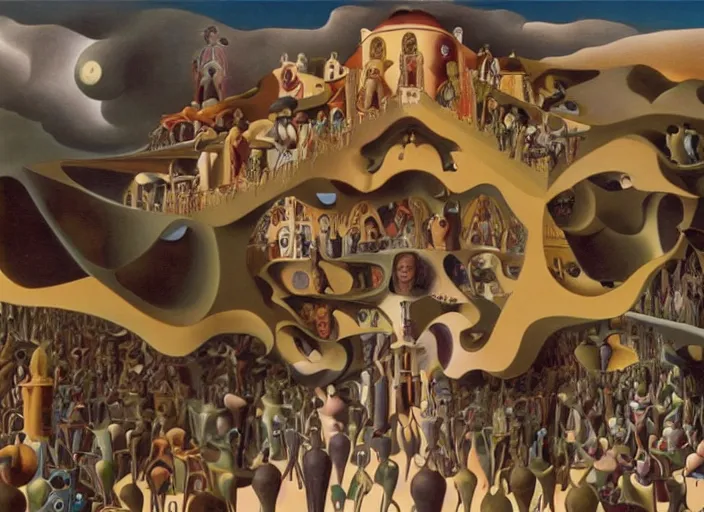 Prompt: still from a surreal art house film by alejandro jodorowsky, mc escher and salvador dali : : big international production by a major studio : : archetypal, cosmic themes, impossible locations, attractive actresses : : cinemascope, technicolor, 8 k