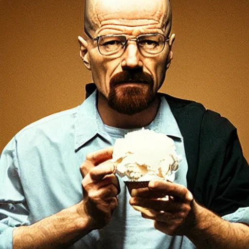 Image similar to walter white eating an ice cream