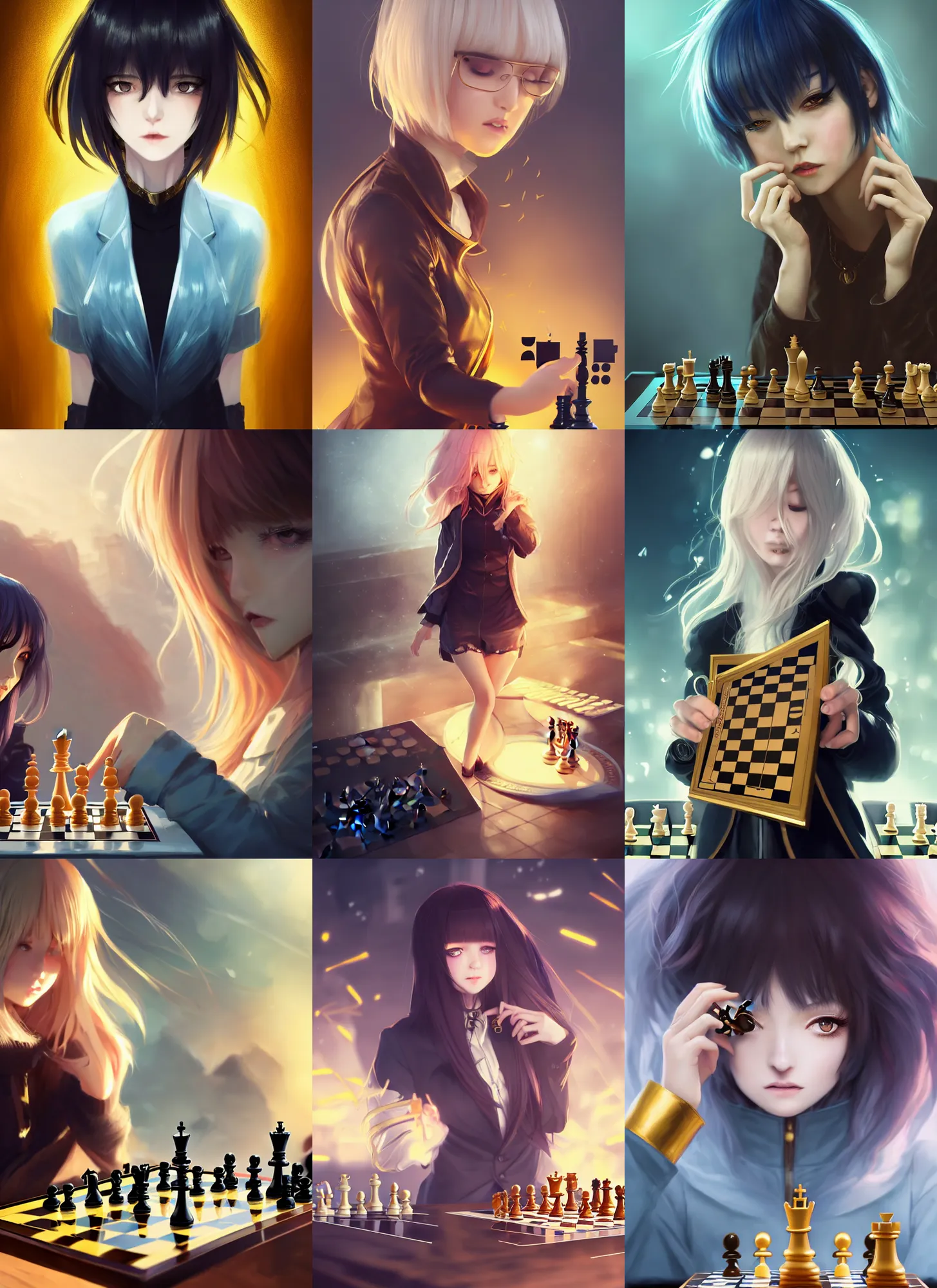 yuuki asuna playing chess, extremely long hair, epic | Stable Diffusion