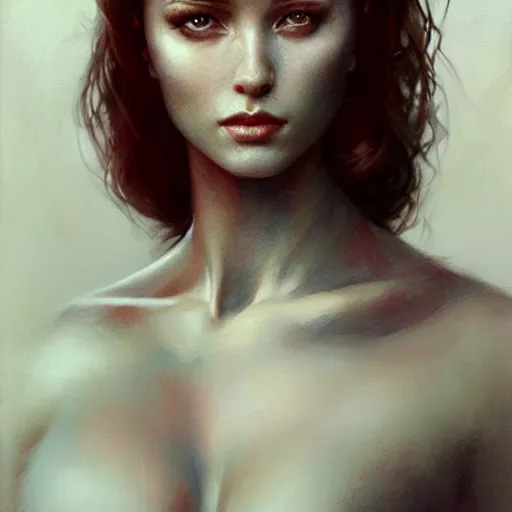 Prompt: painting of a very beautiful girl with muscles, by tom bagshaw, greg rutkowski, wlop