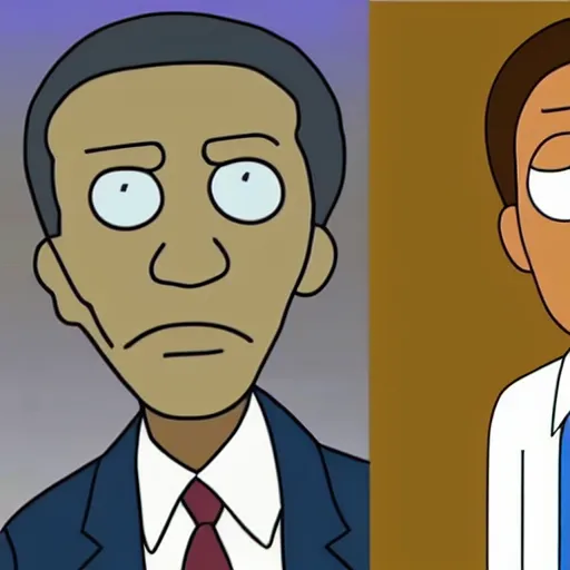 Image similar to Barack Obama, in Rick and Morty art style