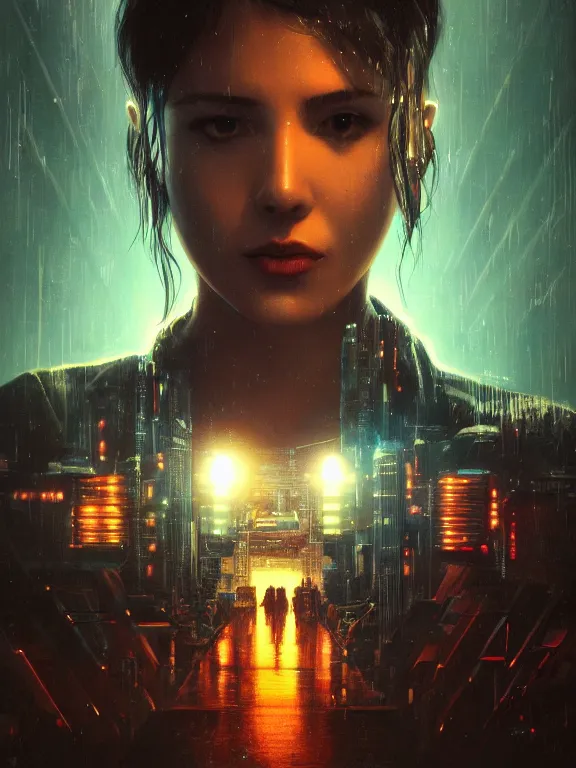 Prompt: portrait art of 8 k ultra realistic retro, lens flare, atmosphere, glow, detailed, intricate, blade runner, cybernetic, full of colour, cinematic lighting, trending on artstation, 4 k, hyperrealistic, focused, extreme details, unreal engine 5, cinematic, masterpiece, art by ayami kojima, giger