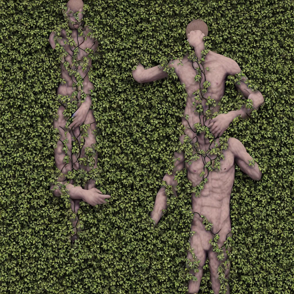 Prompt: faceless man praying with vines grow on his body, death, photorealistic, monochrome, hyper realism, unreal engine, trending in artstation